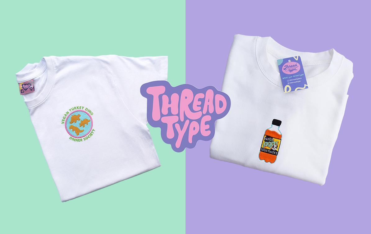 hread Type shirts showcasing panda pop and vegan dino society club graphics
